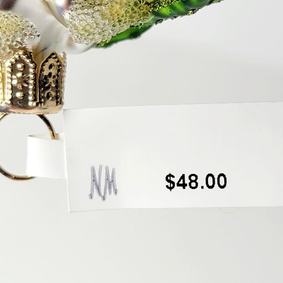 Neiman Marcus Mint Julep Holiday Ornament Glass 3.5 in Orange Glitter Poland - Picture 5 of 5